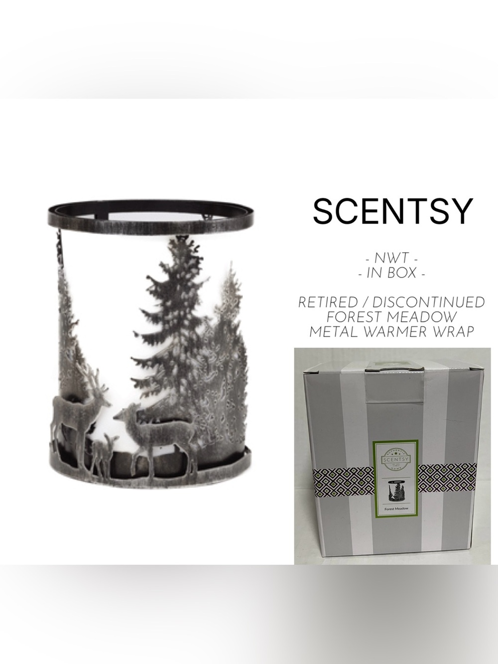 SCENTSY - NWT - IN BOX - FOREST MEADOW DEER - METAL WARMER WRAP